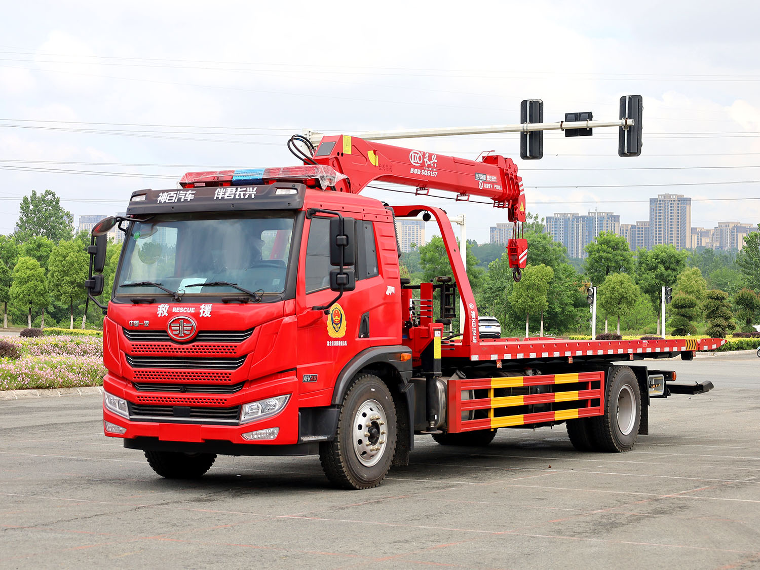 解放龍V2.0排半上裝長興6.3噸直臂式吊機(jī)（清障帶吊）